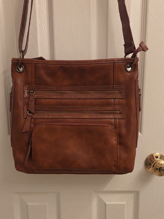 Bueno Handbags - Bueno Brown Vegan Leather Crossbody Bag for Women, Excellent Like New Condition